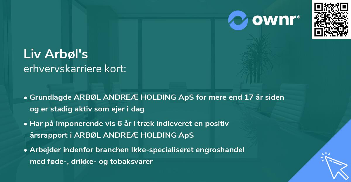 Liv Arbøl's erhvervskarriere kort