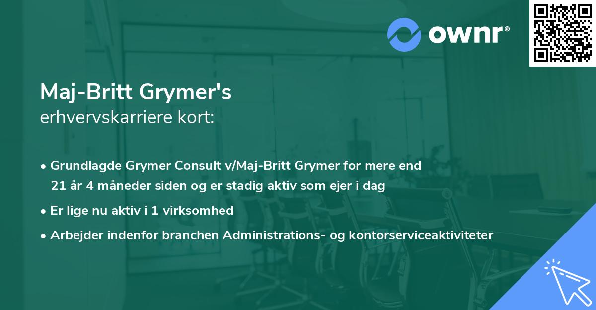 Maj-Britt Grymer's erhvervskarriere kort