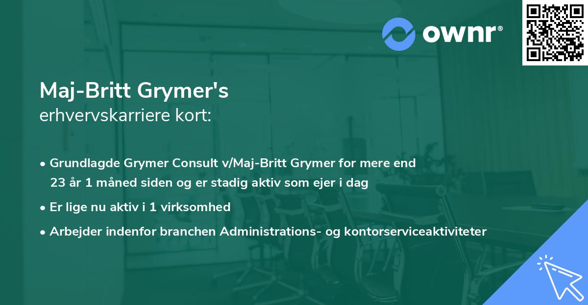 Maj-Britt Grymer's erhvervskarriere kort