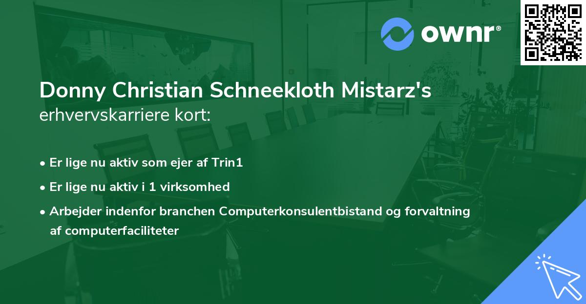 Donny Christian Schneekloth Mistarz's erhvervskarriere kort
