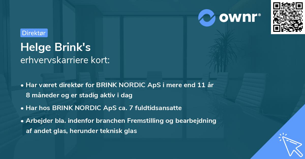 Helge Brink's erhvervskarriere kort