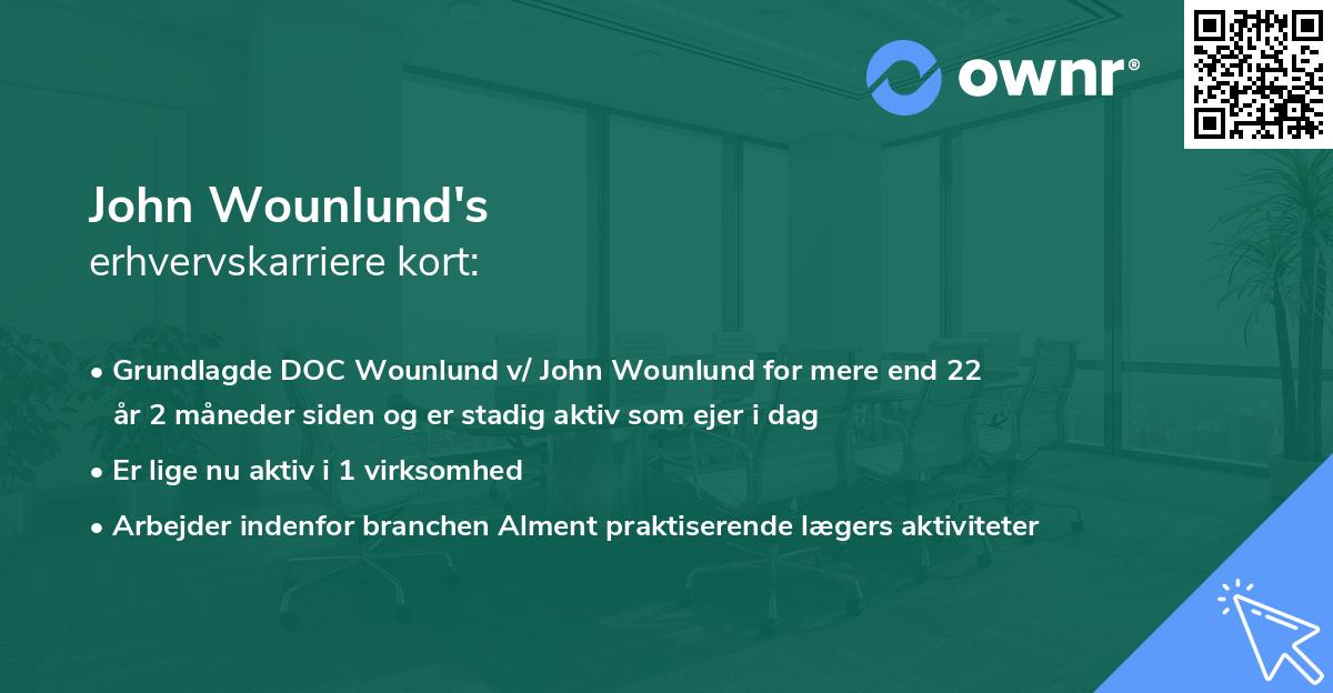 John Wounlund's erhvervskarriere kort
