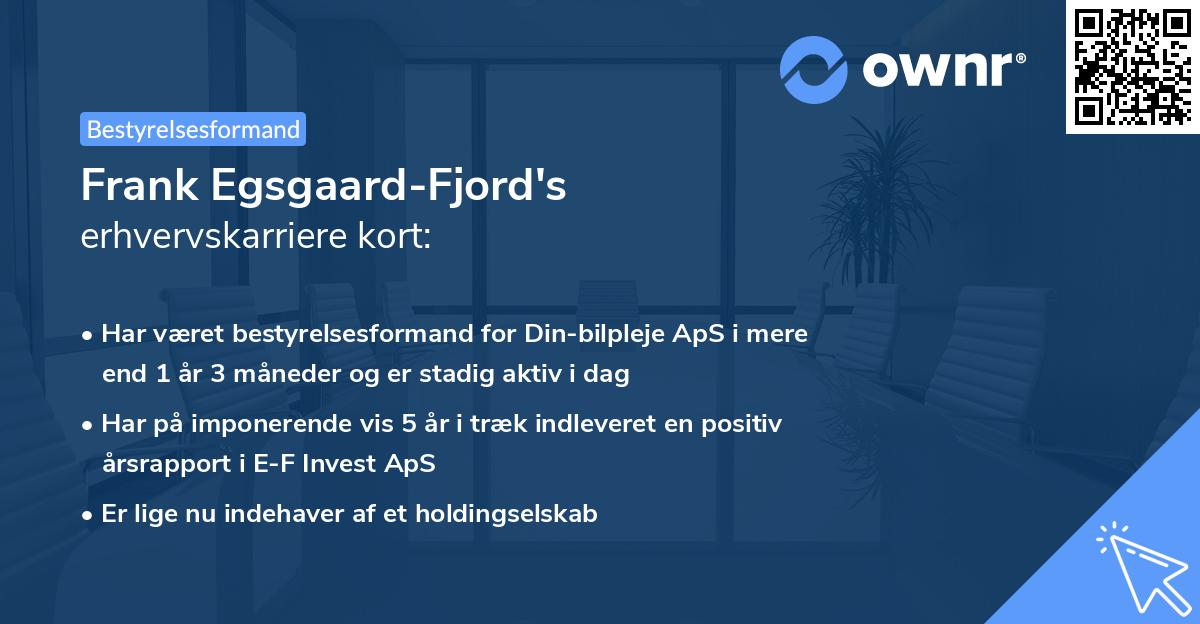 Frank Egsgaard-Fjord's erhvervskarriere kort