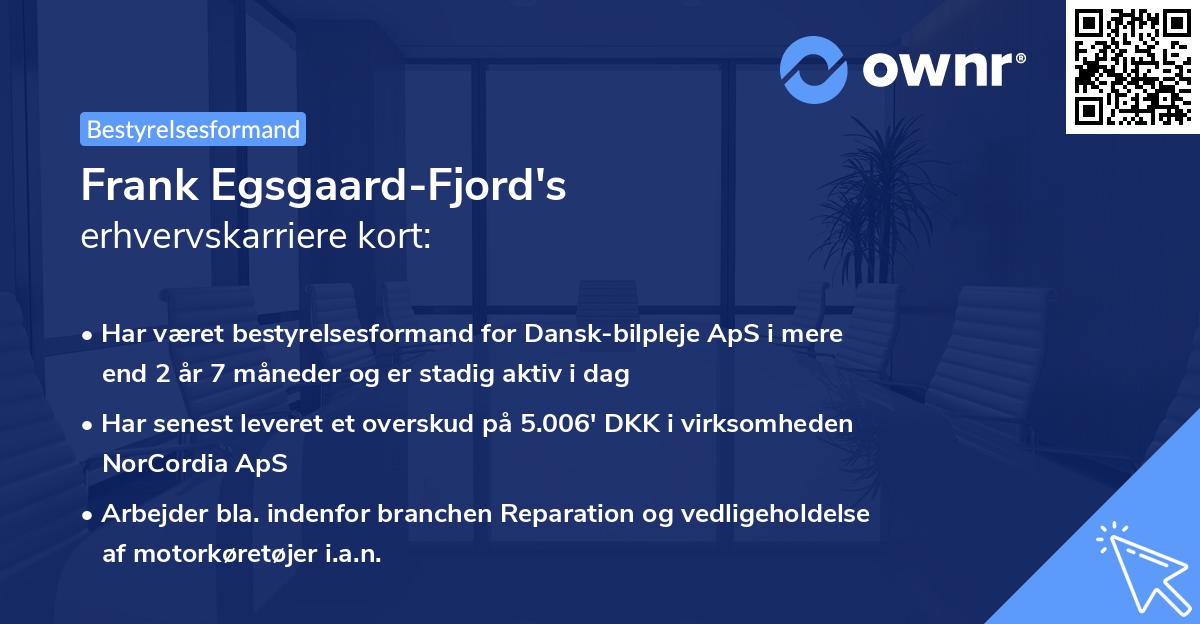 Frank Egsgaard-Fjord's erhvervskarriere kort
