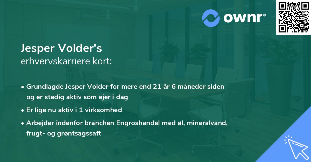 Jesper Volder's erhvervskarriere kort