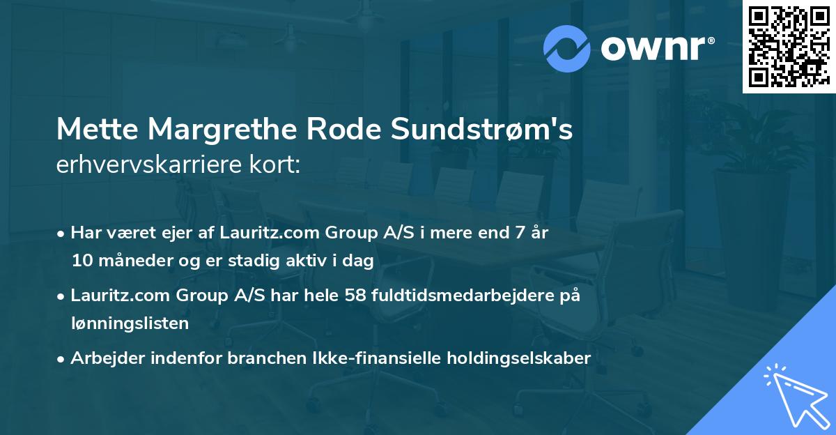 Mette Margrethe Rode Sundstrøm's erhvervskarriere kort