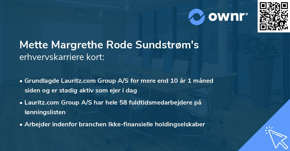 Mette Margrethe Rode Sundstrøm's erhvervskarriere kort