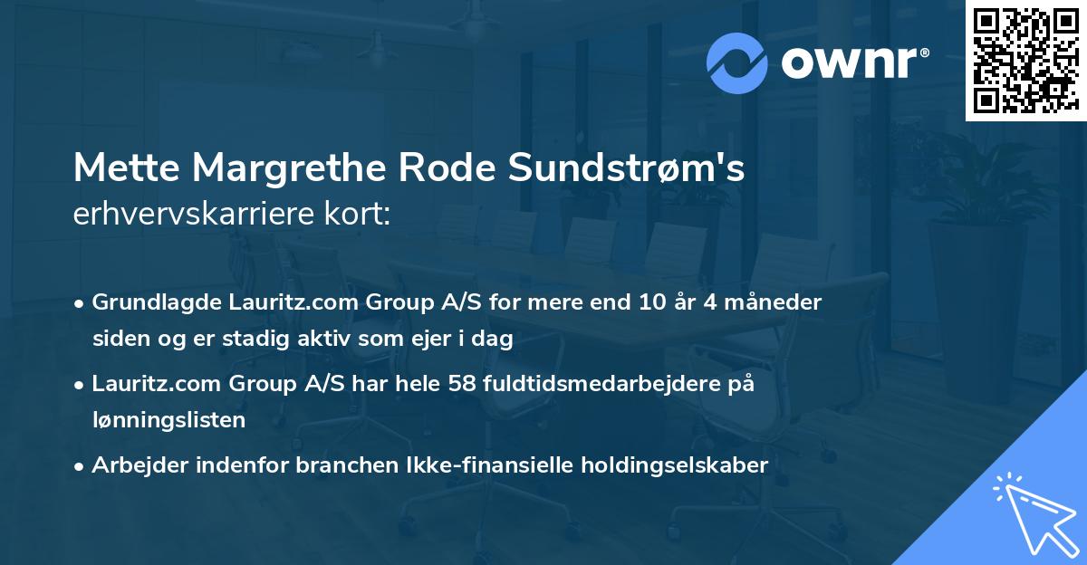 Mette Margrethe Rode Sundstrøm's erhvervskarriere kort