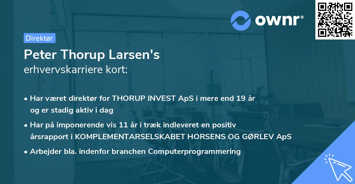 Peter Thorup Larsen's erhvervskarriere kort