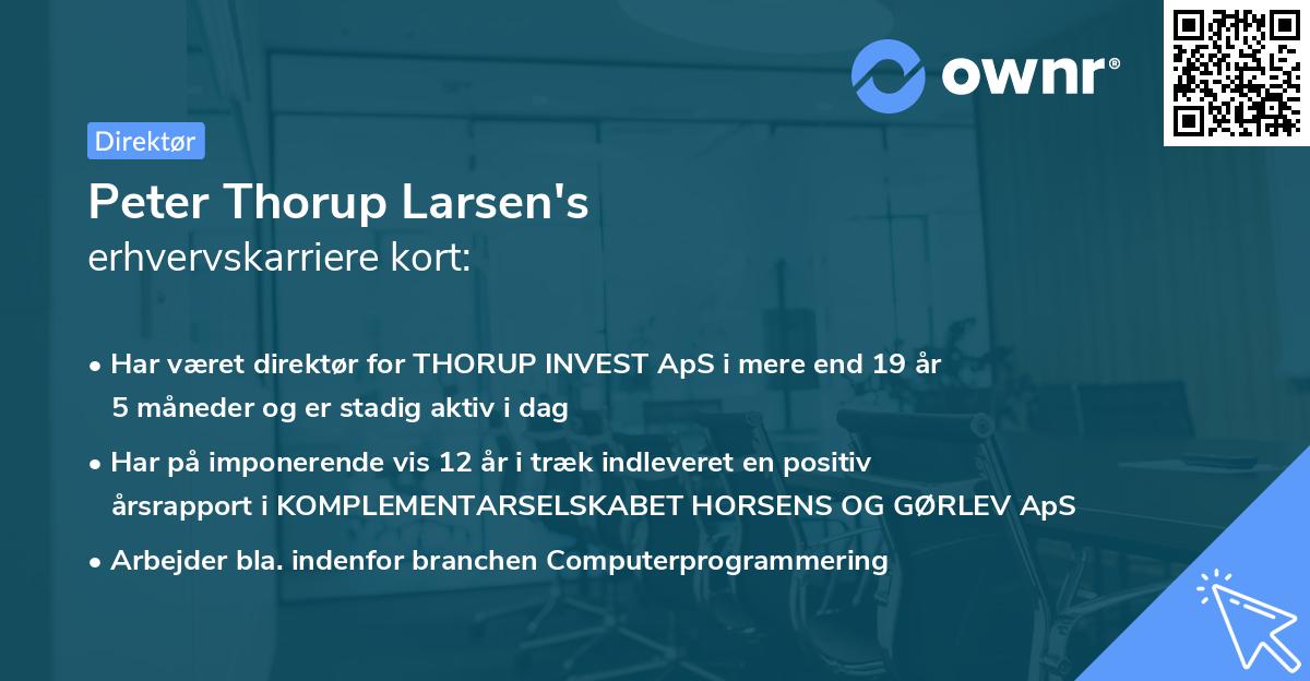 Peter Thorup Larsen's erhvervskarriere kort