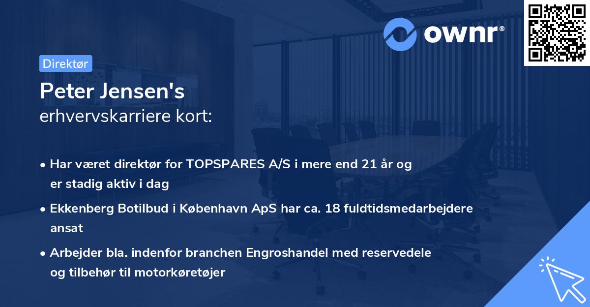 Peter Jensen's erhvervskarriere kort