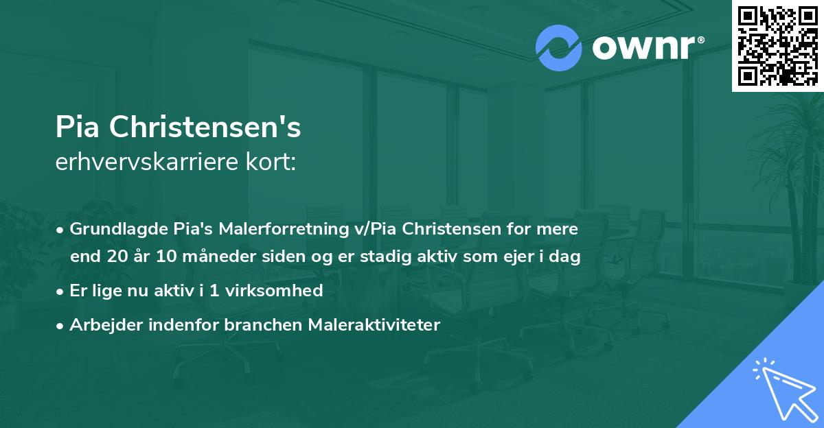 Pia Christensen's erhvervskarriere kort