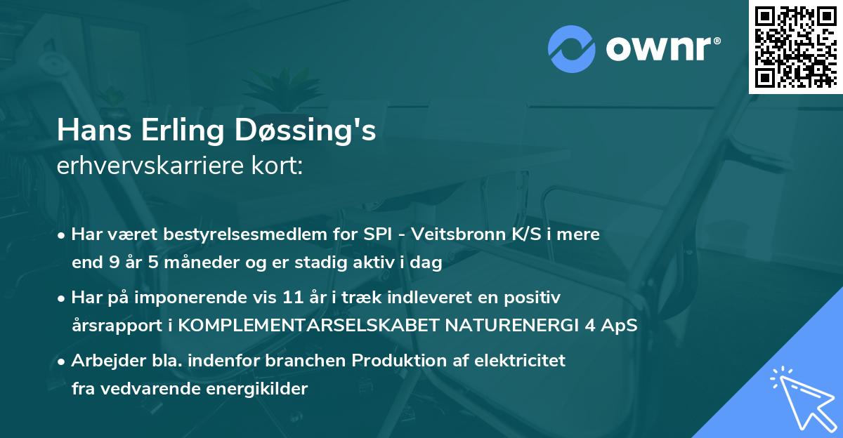 Hans Erling Døssing's erhvervskarriere kort