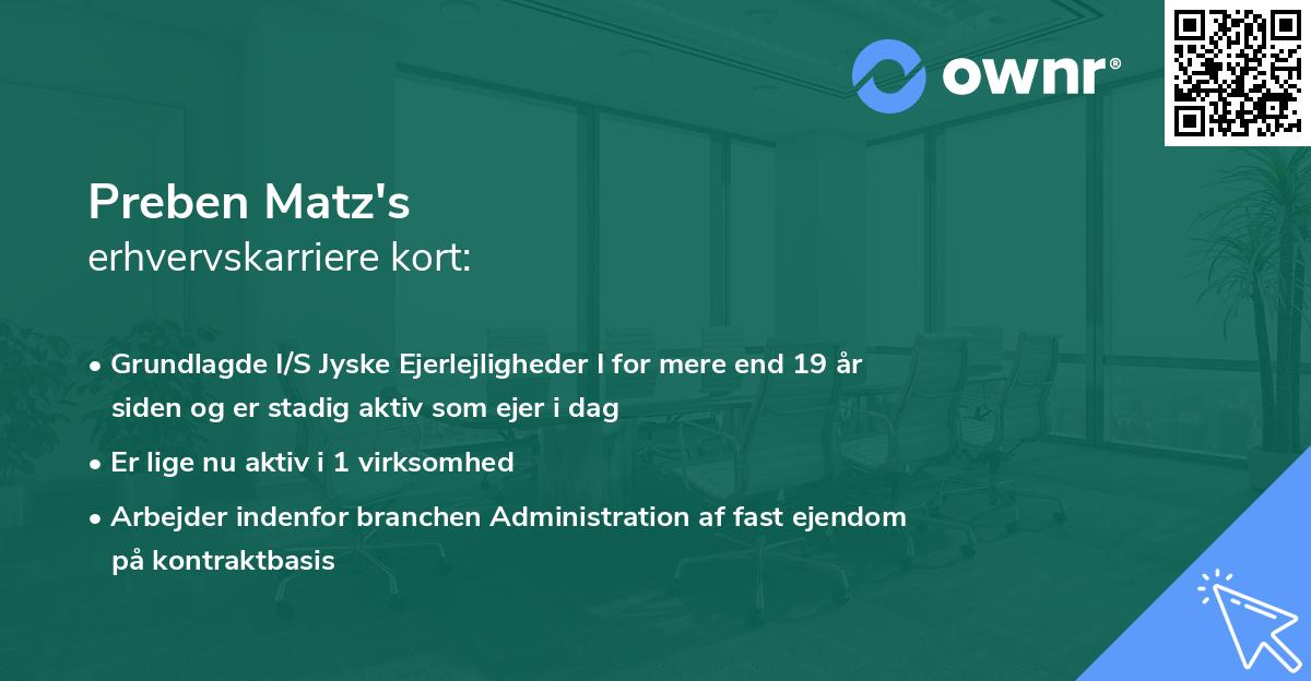 Preben Matz's erhvervskarriere kort