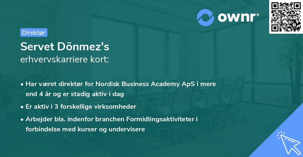Servet Dönmez's erhvervskarriere kort