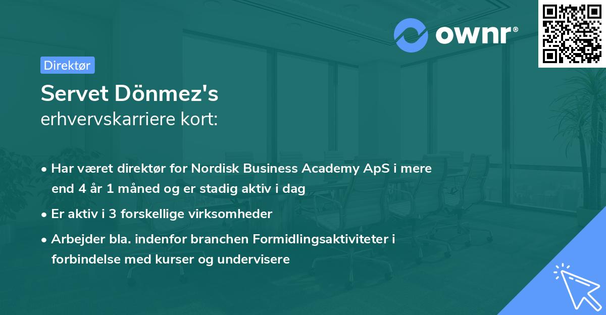 Servet Dönmez's erhvervskarriere kort