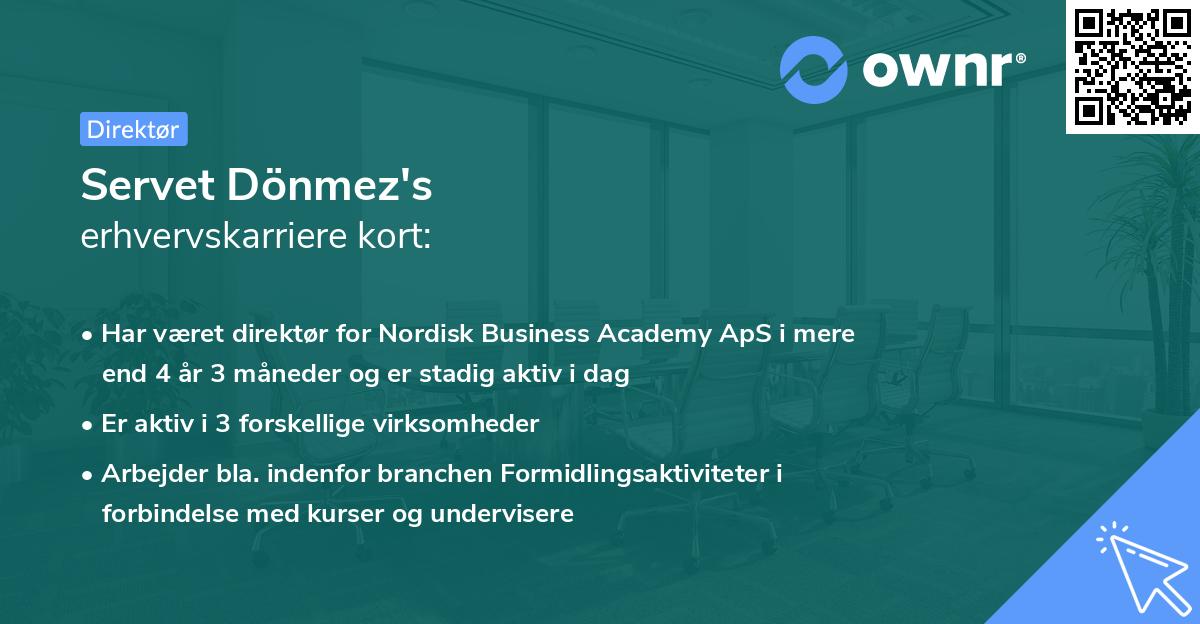 Servet Dönmez's erhvervskarriere kort