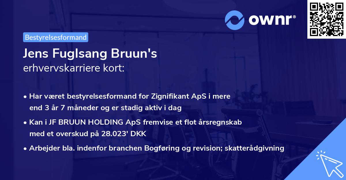Jens Fuglsang Bruun's erhvervskarriere kort