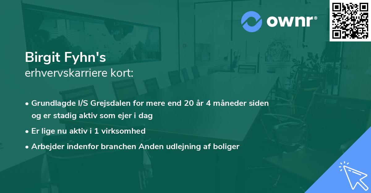 Birgit Fyhn's erhvervskarriere kort