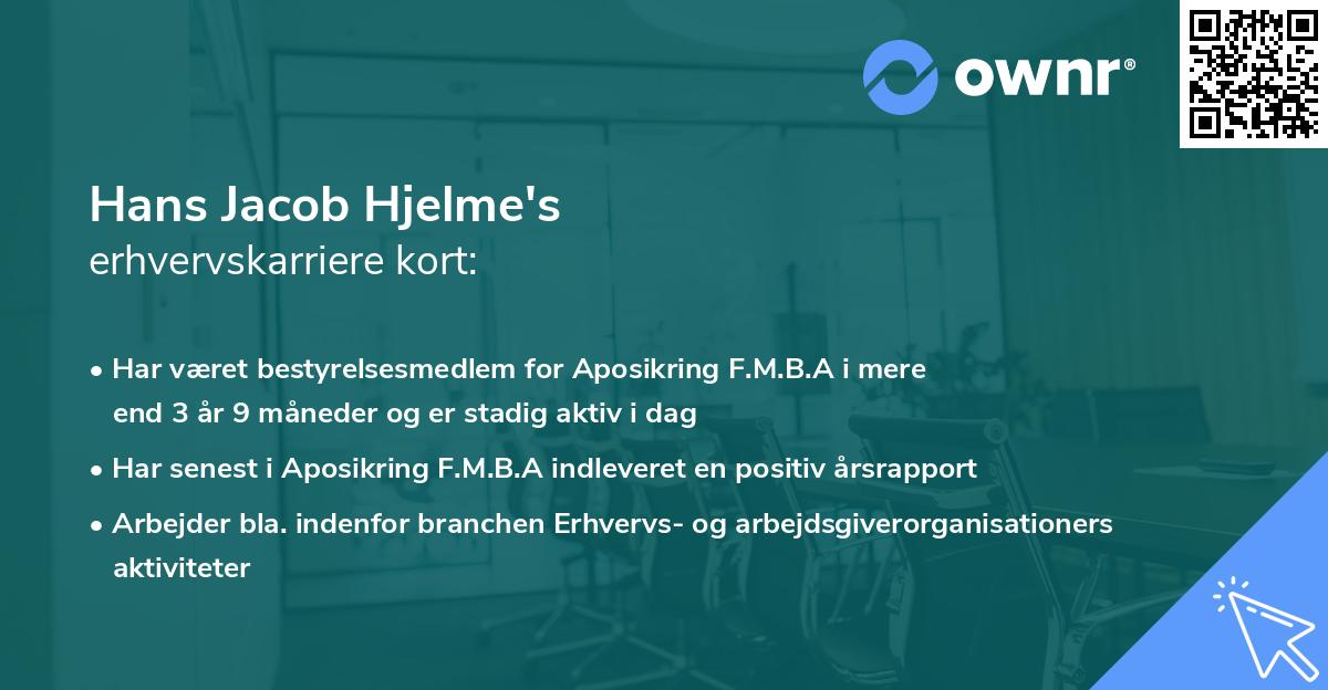Hans Jacob Hjelme's erhvervskarriere kort