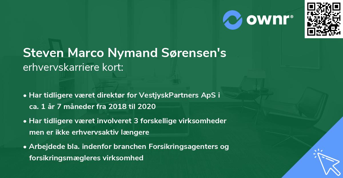 Steven Marco Nymand Sørensen's erhvervskarriere kort