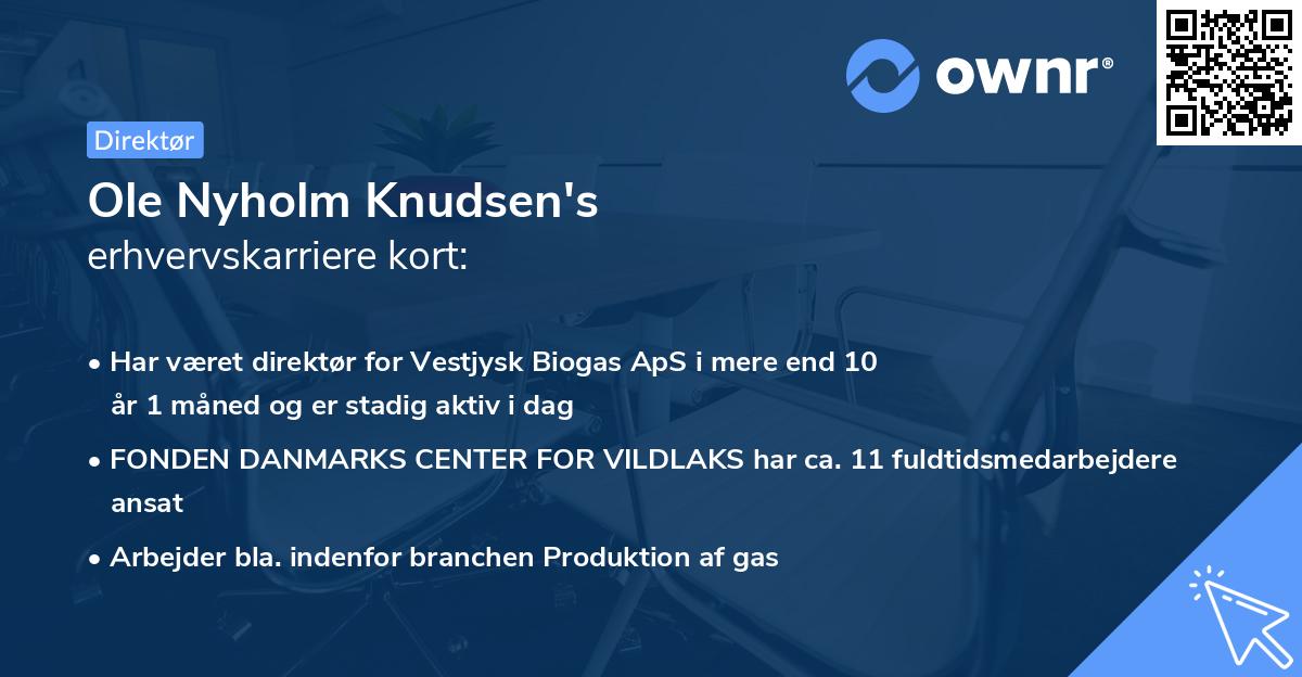 Ole Nyholm Knudsen's erhvervskarriere kort