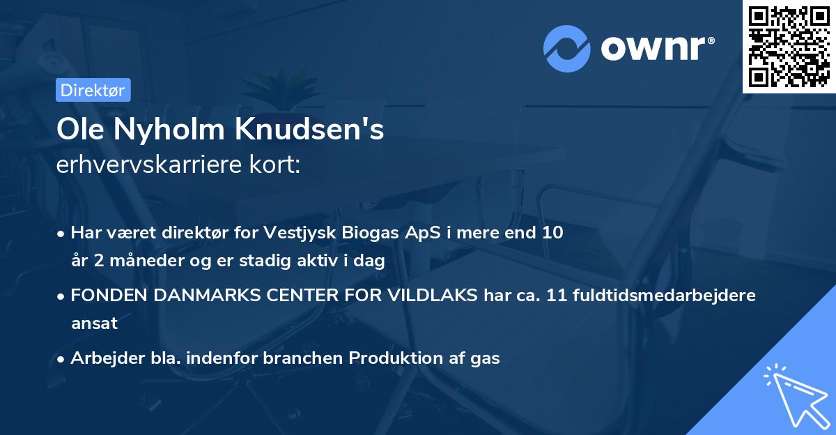 Ole Nyholm Knudsen's erhvervskarriere kort