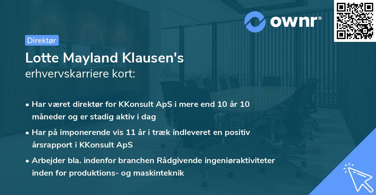 Lotte Mayland Klausen's erhvervskarriere kort