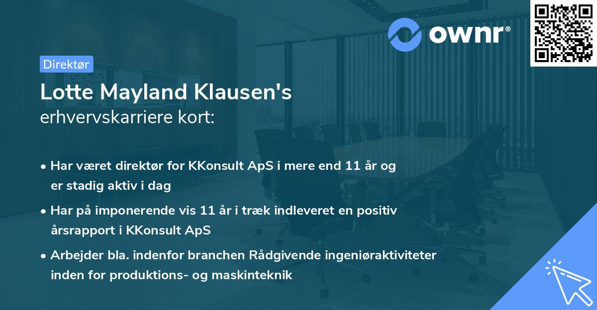 Lotte Mayland Klausen's erhvervskarriere kort