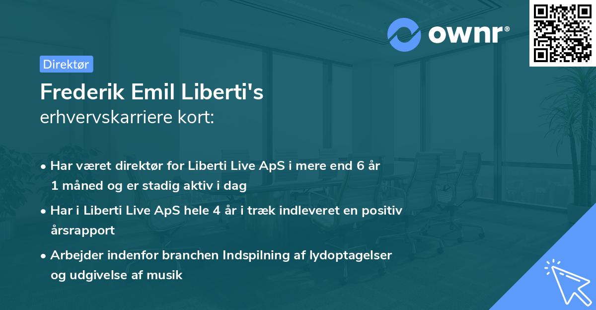 Frederik Emil Liberti's erhvervskarriere kort