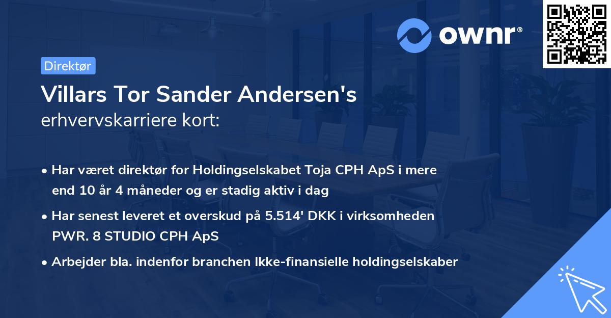 Villars Tor Sander Andersen's erhvervskarriere kort