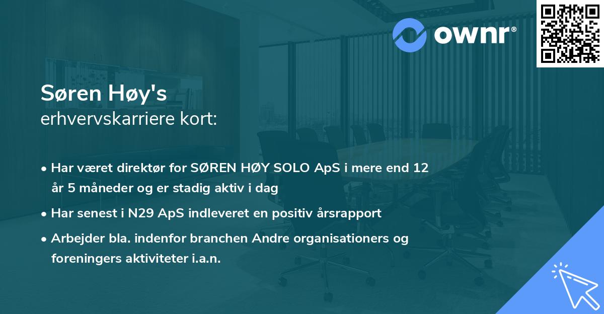 Søren Høy's erhvervskarriere kort