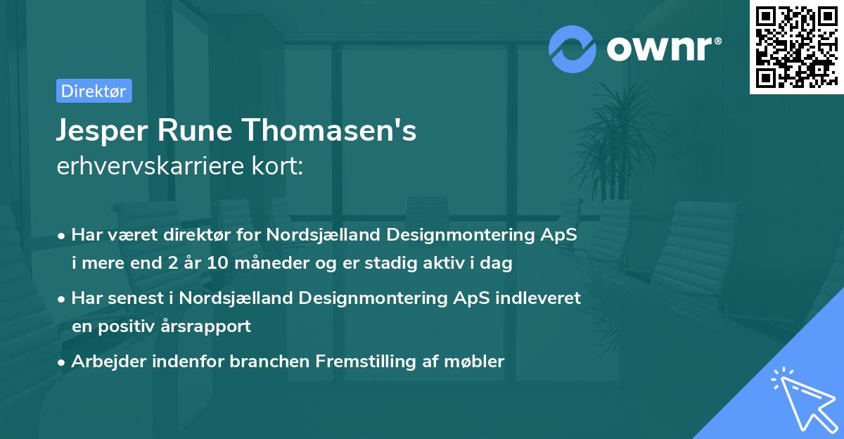 Jesper Rune Thomasen's erhvervskarriere kort