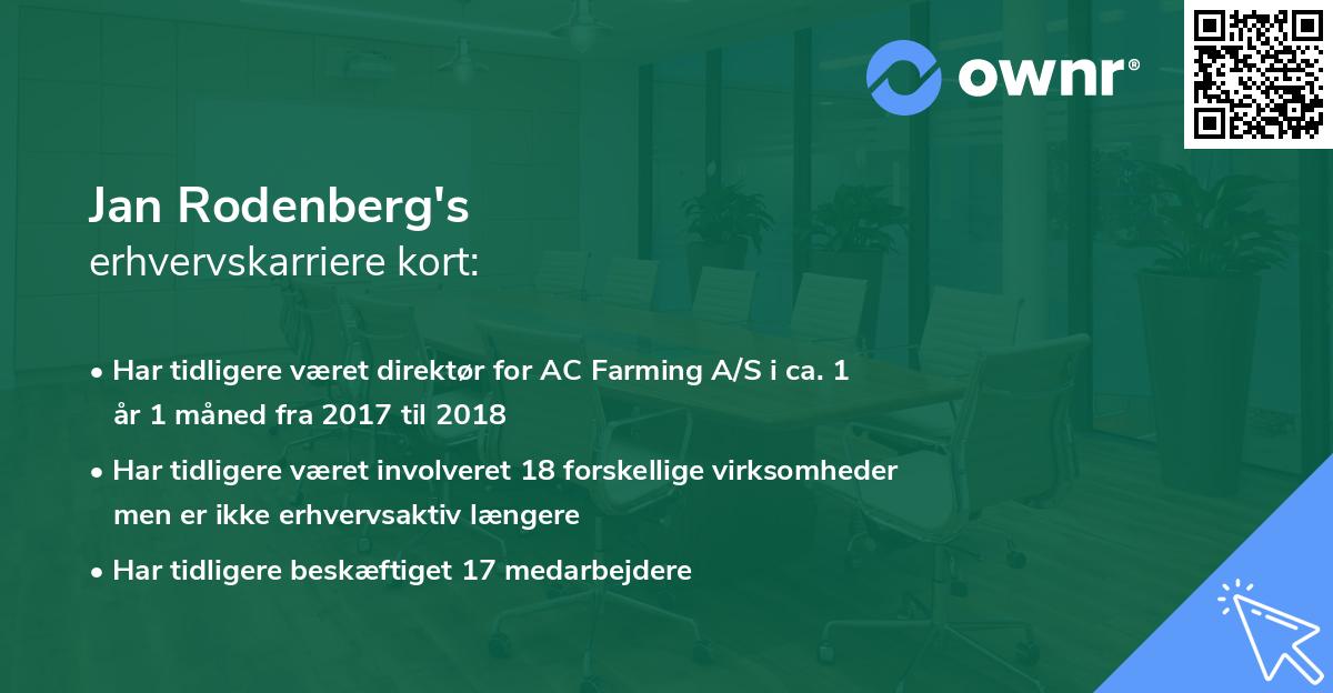 Jan Rodenberg's erhvervskarriere kort