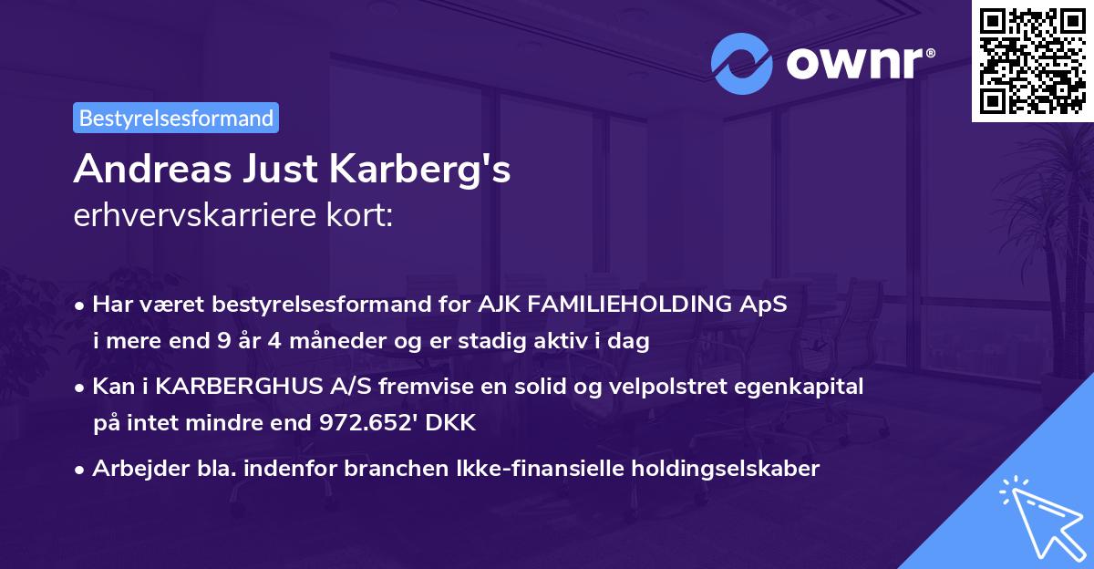 Andreas Just Karberg's erhvervskarriere kort
