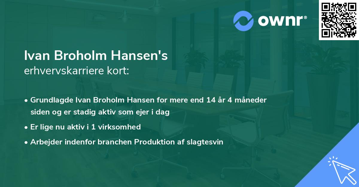 Ivan Broholm Hansen's erhvervskarriere kort