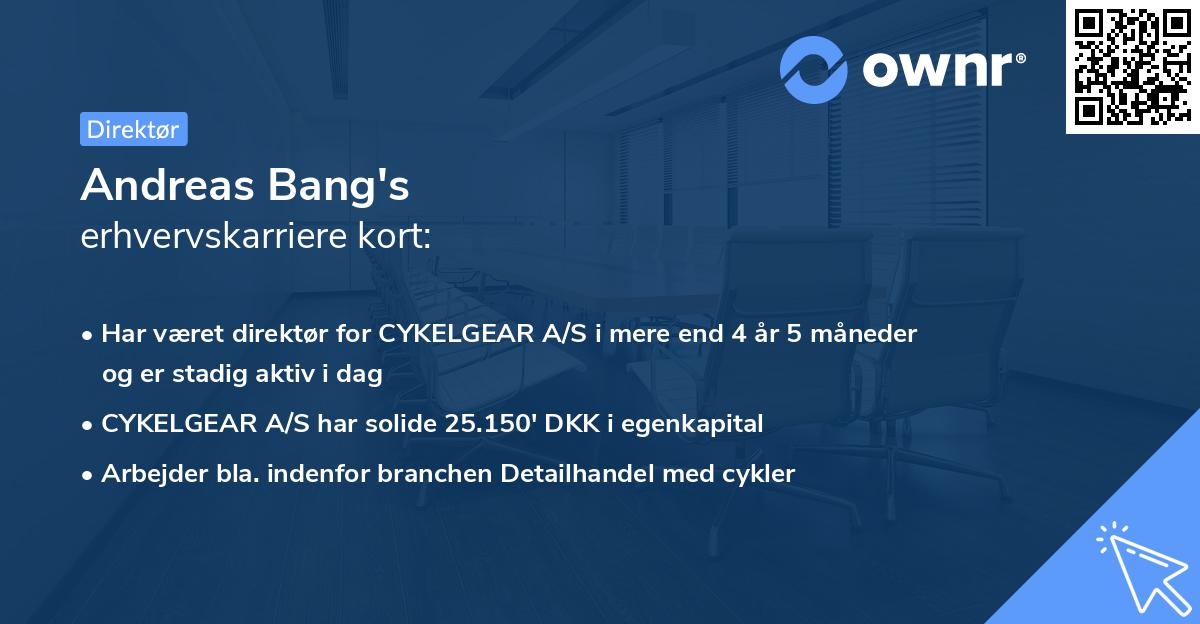 Andreas Bang's erhvervskarriere kort