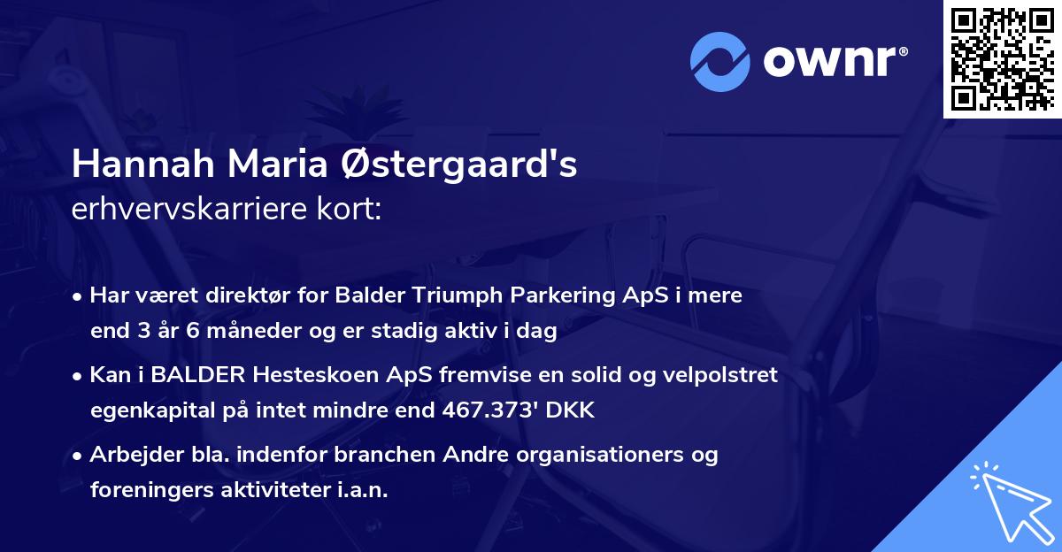 Hannah Maria Østergaard's erhvervskarriere kort