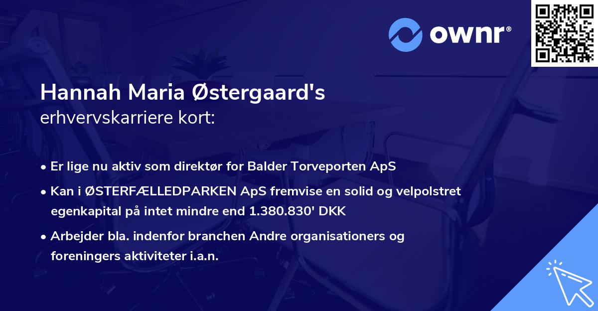 Hannah Maria Østergaard's erhvervskarriere kort