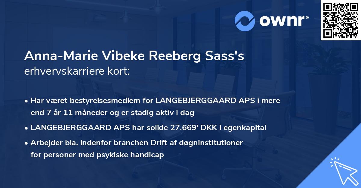 Anna-Marie Vibeke Reeberg Sass's erhvervskarriere kort