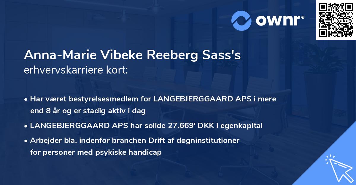 Anna-Marie Vibeke Reeberg Sass's erhvervskarriere kort