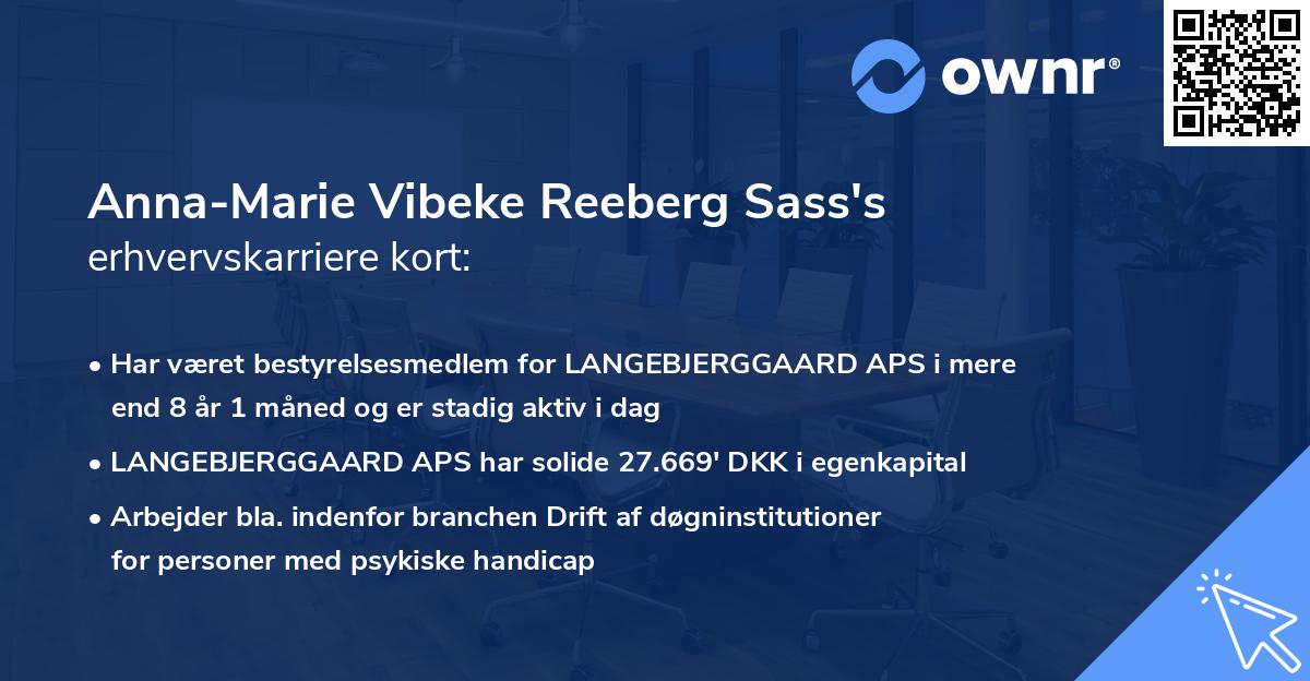 Anna-Marie Vibeke Reeberg Sass's erhvervskarriere kort