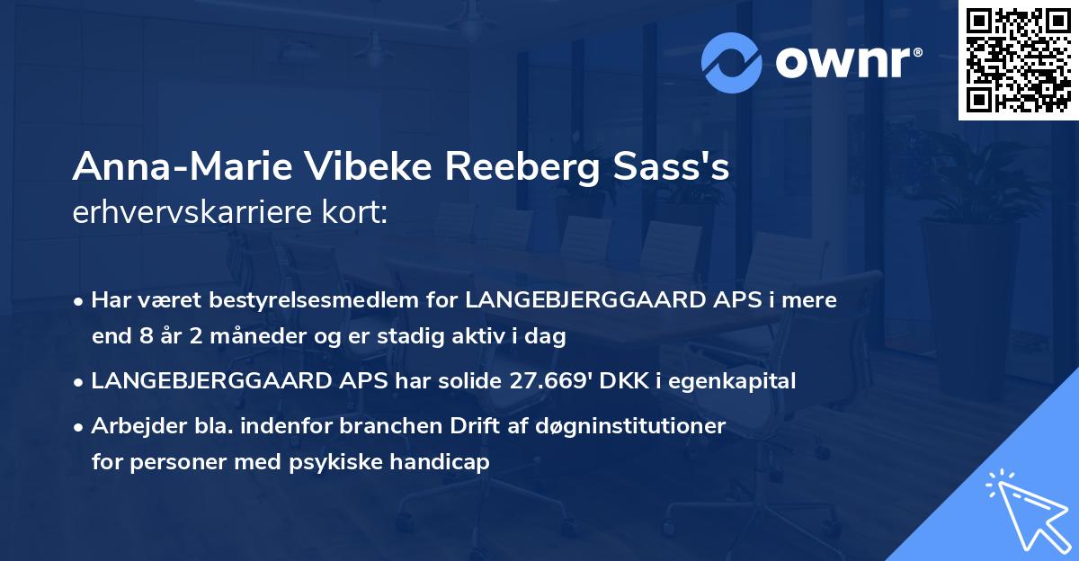 Anna-Marie Vibeke Reeberg Sass's erhvervskarriere kort