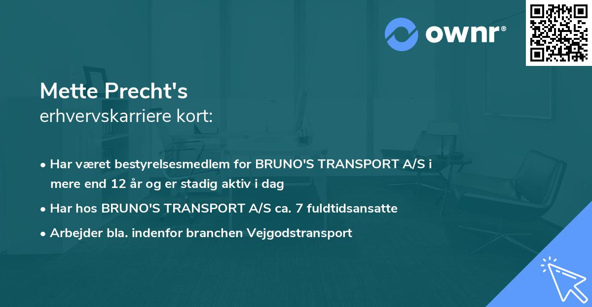 Mette Precht's erhvervskarriere kort