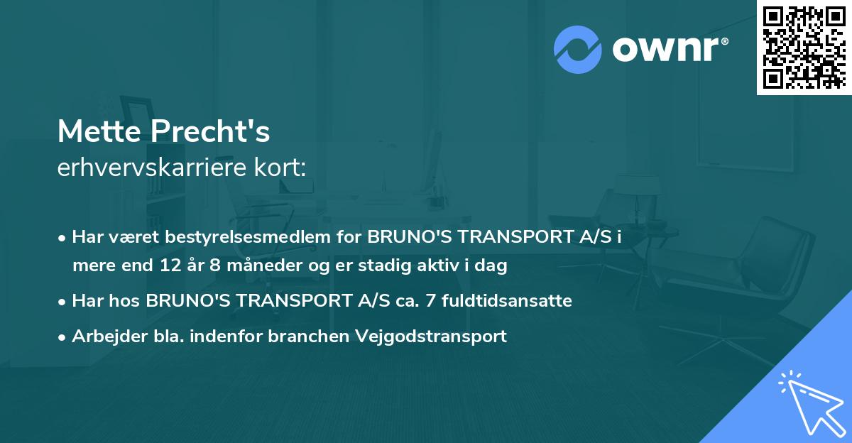 Mette Precht's erhvervskarriere kort