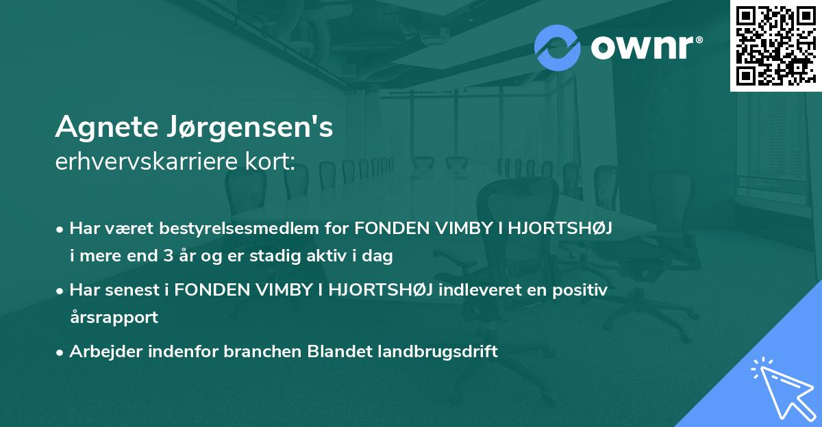 Agnete Jørgensen's erhvervskarriere kort