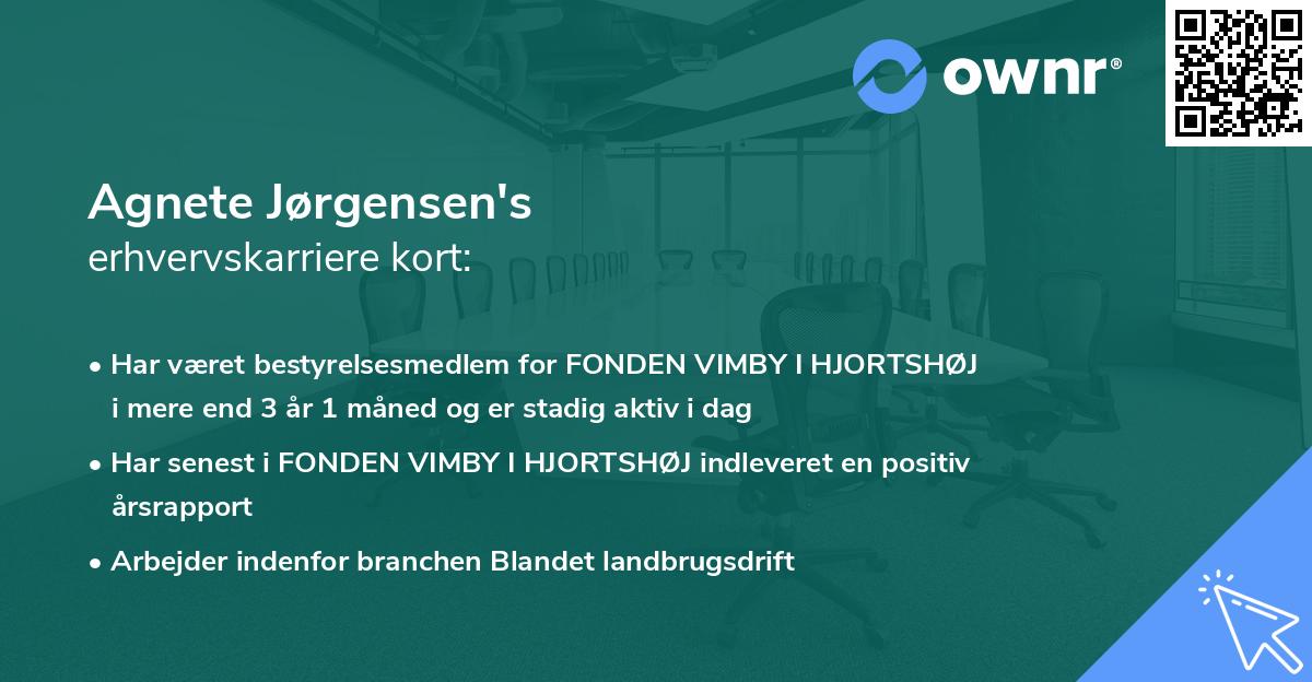 Agnete Jørgensen's erhvervskarriere kort