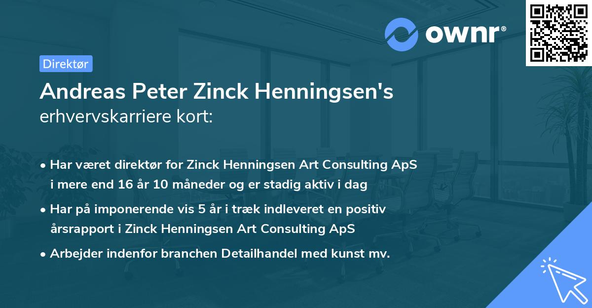 Andreas Peter Zinck Henningsen's erhvervskarriere kort