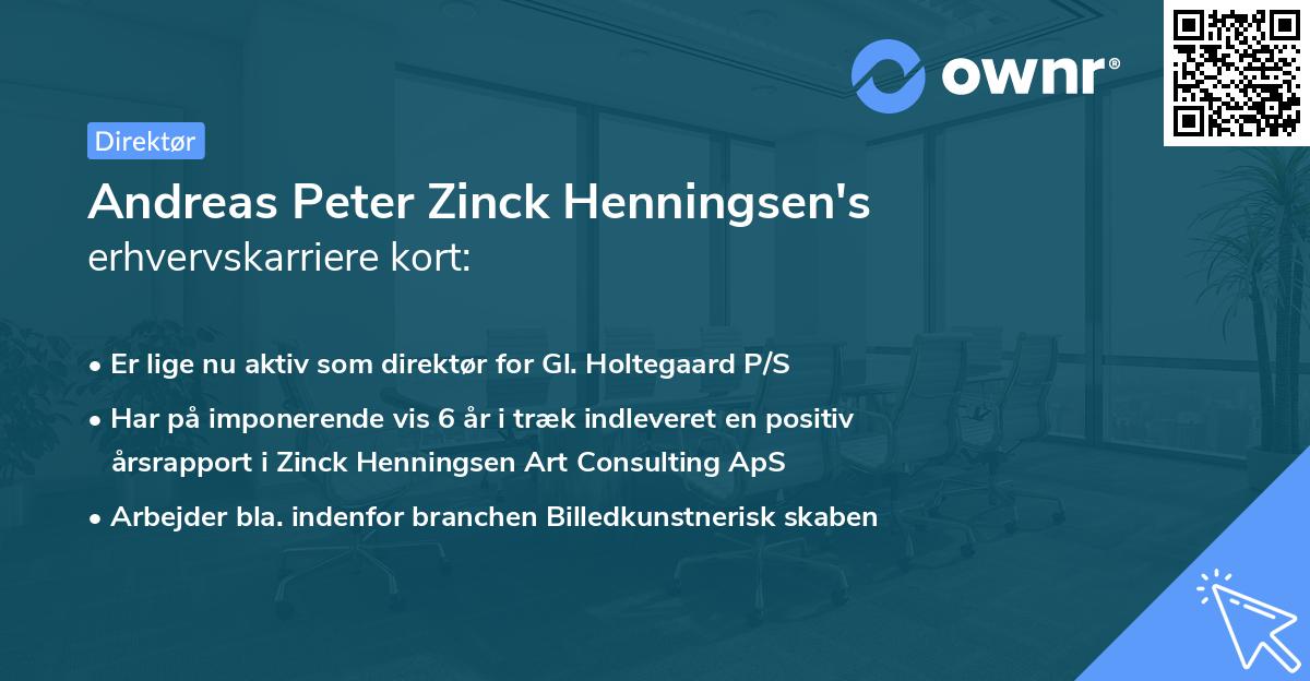 Andreas Peter Zinck Henningsen's erhvervskarriere kort