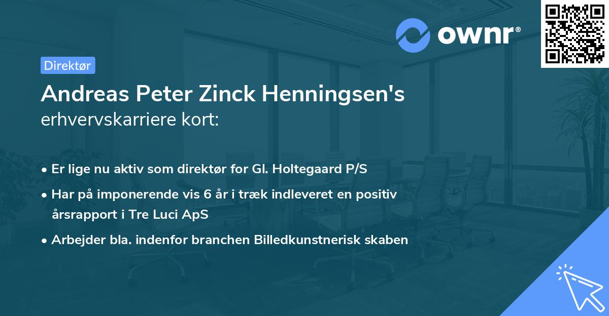 Andreas Peter Zinck Henningsen's erhvervskarriere kort